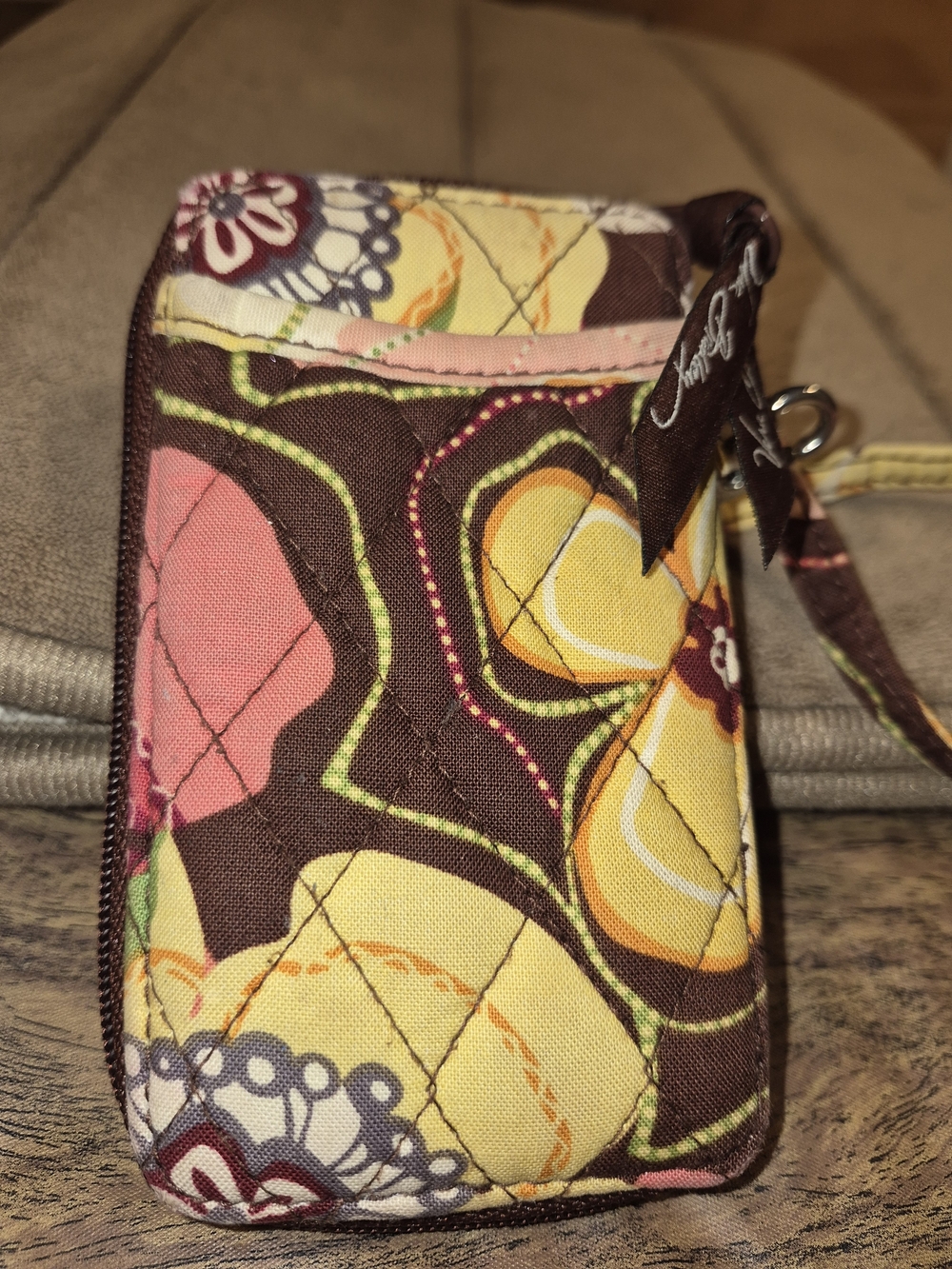 Vera Bradley Quilted Floral Wristlet - Brown Multi